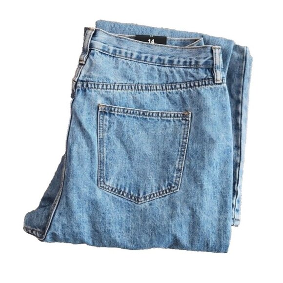 Fashion Nova Curve Crossover Straight Leg Jean Medium Wash SZ 14 Botton Fly NWT - Picture 4 of 16